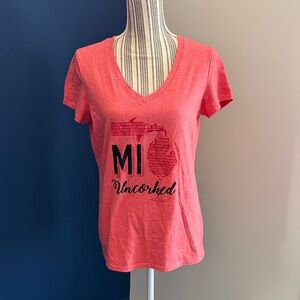 Coral V-Neck Graphic Tee